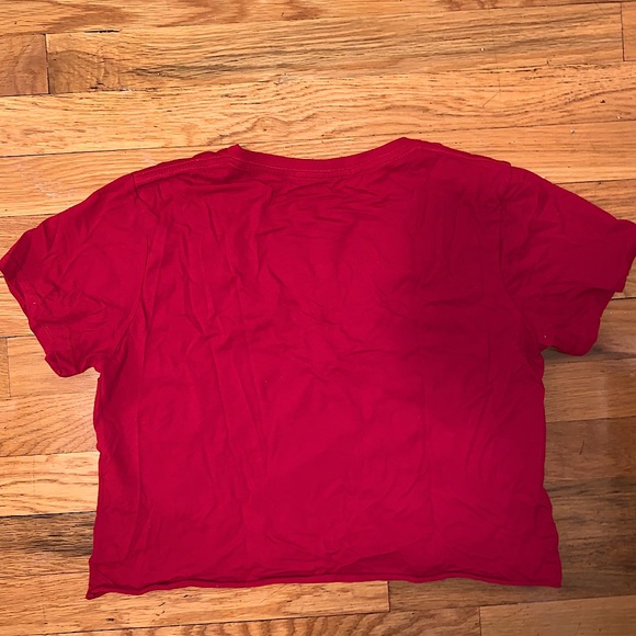Red Brandy Melville V-Neck Crop Top - Picture 2 of 4